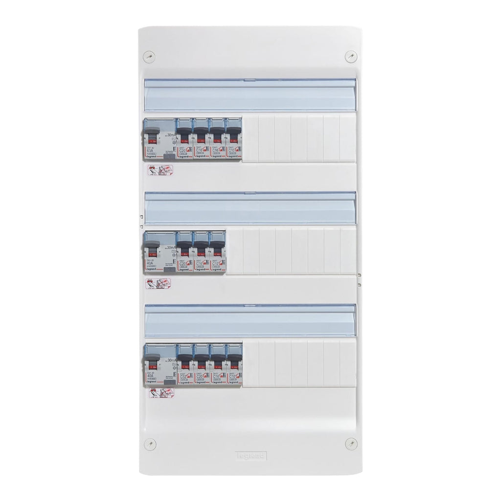 Tableaux électrique pré-équipé LEGRAND 3 rangées - 1ID 63A 2ID 40AC  + 11 disjoncteurs