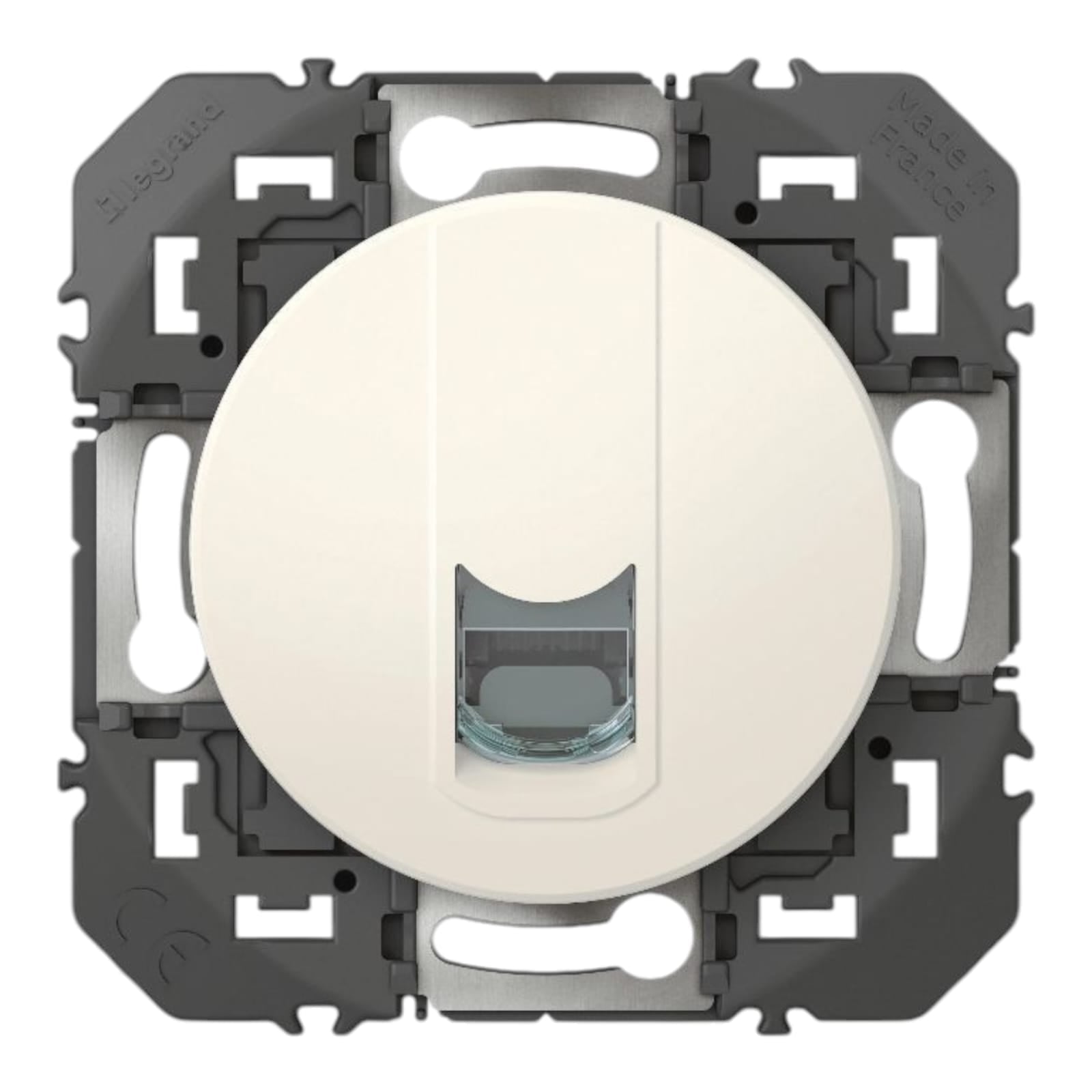 Prise blindée RJ45 catégorie6 FTP dooxie finition blanc équipée d'un support - à équiper de plaque de finition. REF 600376