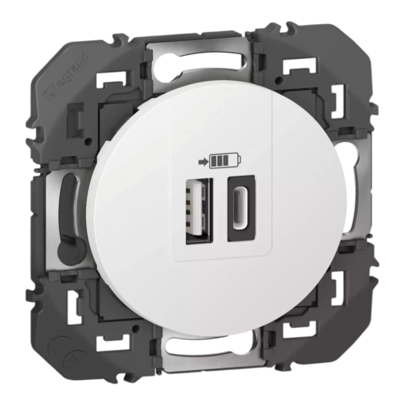 Double prise USB 1 Type-A + 1 Type-C dooxie 3A finition blanc – 600349