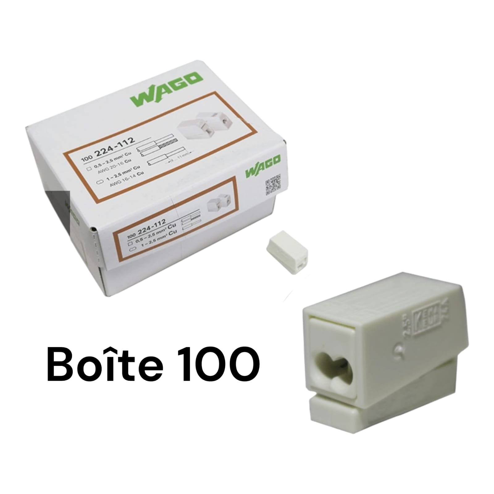 224-112 - Bornes WAGO pour luminaires 2 fils (100 pièces)