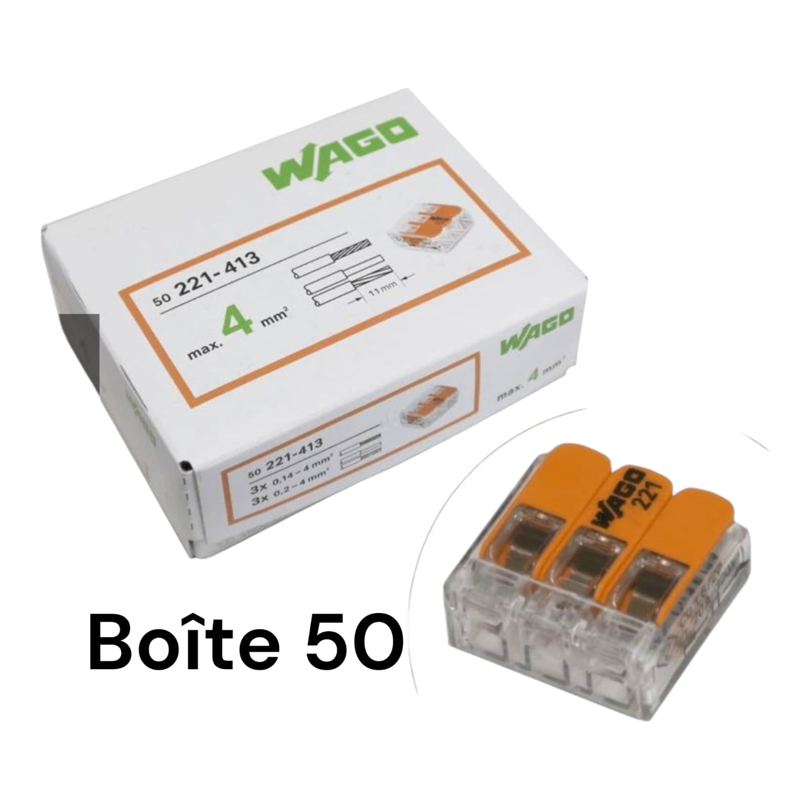 Borne WAGO 221 a levier 3x4mm² - WAGO 221-413