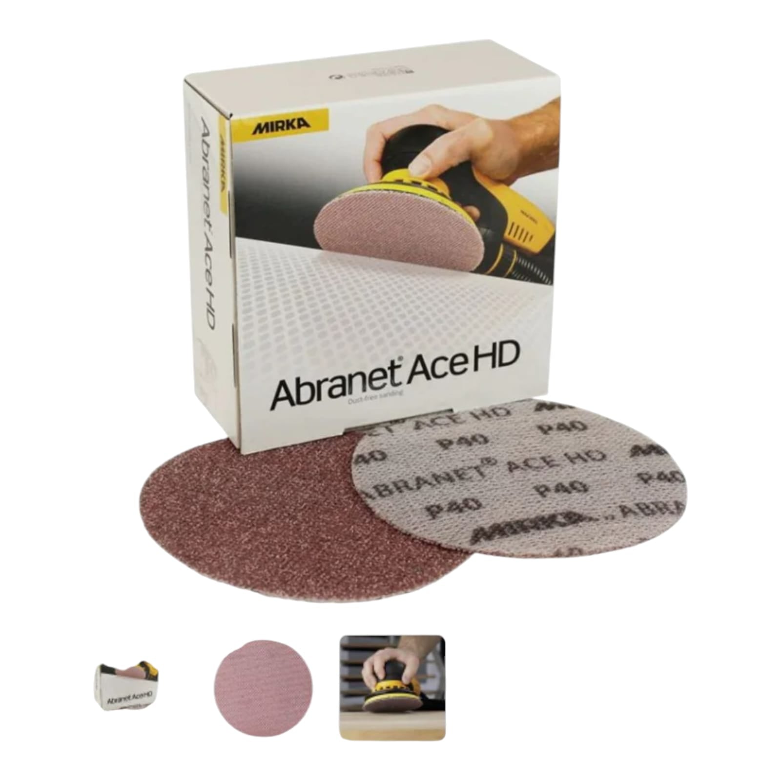Disque abrasif Abranet Ace HD Mirka pour ponçage, grain abrasif de haute qualité adapté aux travaux de finition et de préparation de surface 