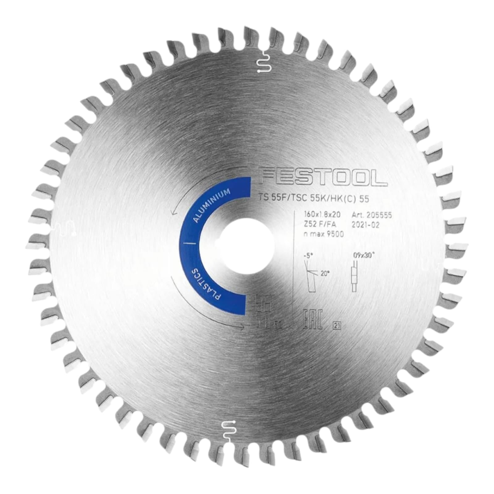 Lame Festool 160×1.8×20 F/FA52 pour aluminium et plastiques. Coupe propre, durable et précise. Idéale pour TS 55 / TSC 55